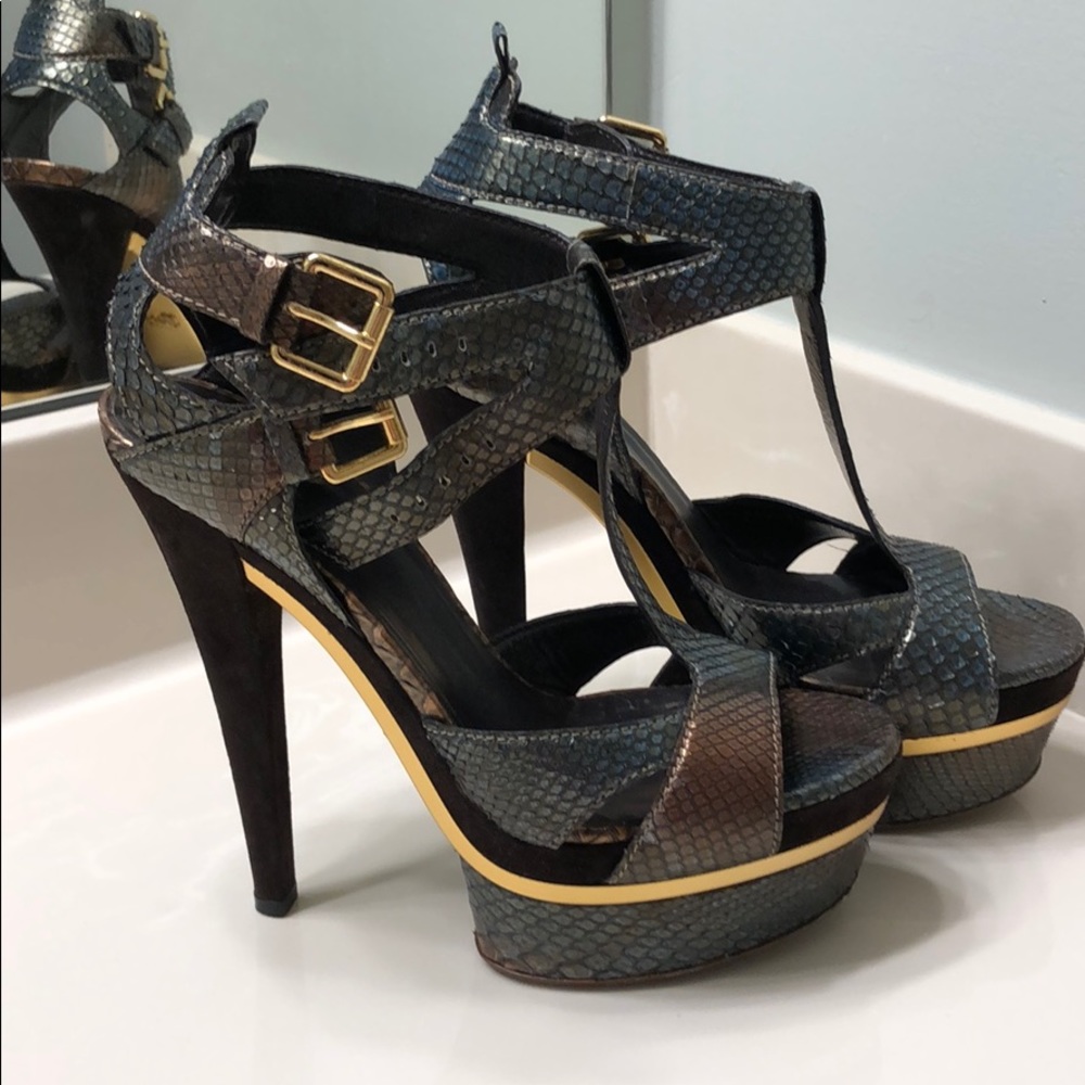 Gucci python platform sandals